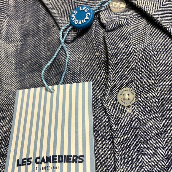 NWT 🇫🇷 Les Canebiers Men’s Linen Chevron Shirt - Picture 4 of 9